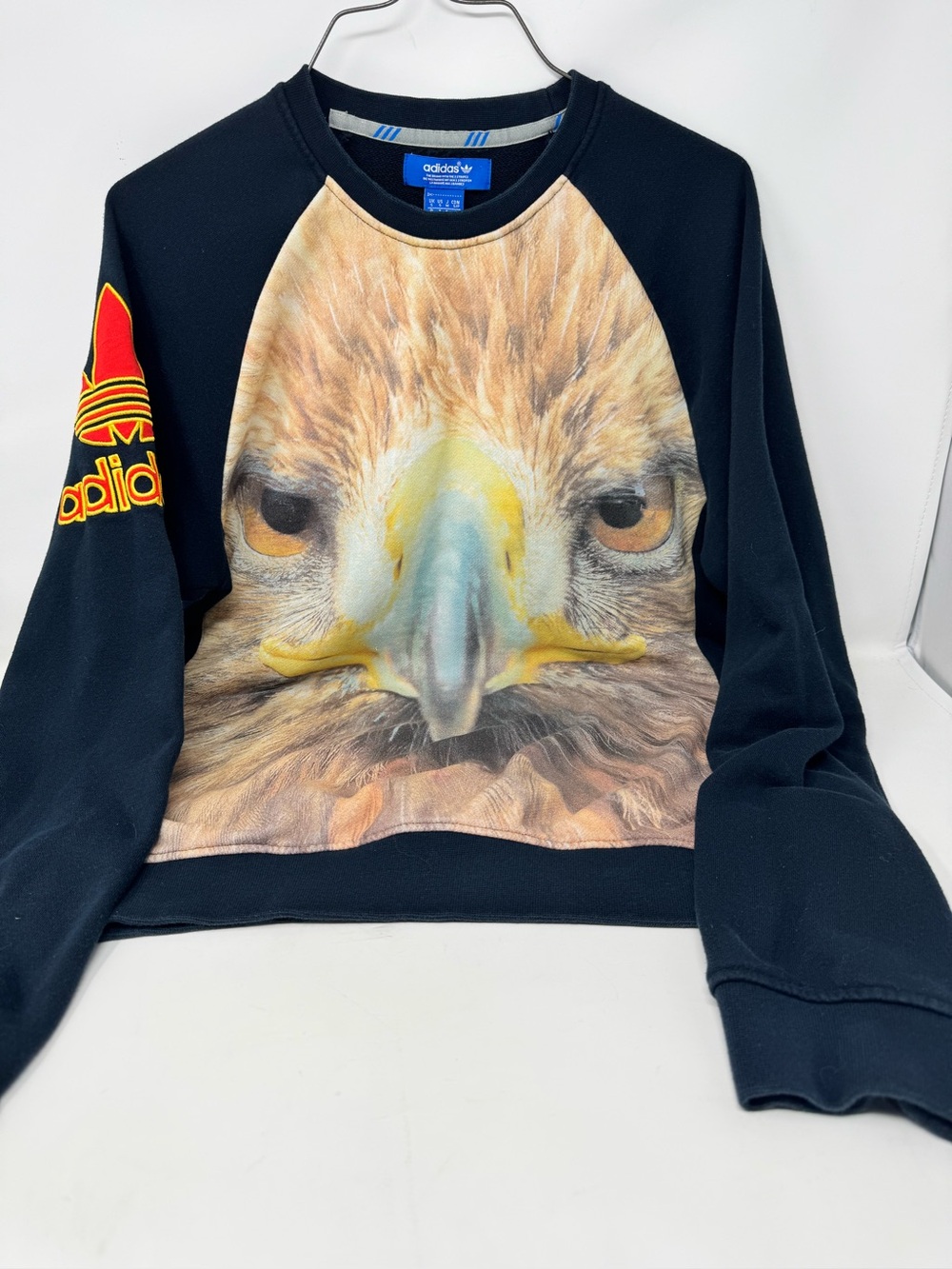 Adidas Men’s Black Sweatshirt with Eagle Print men’s size small preowned